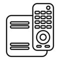 Remote control pointing at digital receiver outline icon Royalty Free Stock Photo