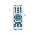 Remote control. Technology communication switch button. Program device. Wireless keyboard. Color isolated flat illustration on