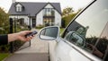 Remote control technology for secure gate home access and modern residential safety automation Royalty Free Stock Photo