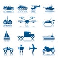 Remote control toys icon set