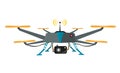 Remote Controlled Drone with Camera Vector. Flat Design Royalty Free Stock Photo
