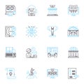 Remote coursework linear icons set. Online, Distance, Virtual, Digital, eLearning, Web-based, Electronic line vector and
