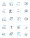 Remote coursework linear icons set. Online, Distance, Virtual, Digital, eLearning, Web-based, Electronic line vector and