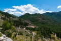 Remote desolated narrow roads, through multiple hairpin bends, leading down the mountain slopes to Pavlova Strana viewpoint Royalty Free Stock Photo