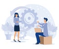 Remote developers concept. E-commerce development, cross-platform.