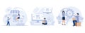 Remote developers team concept, E-commerce development, cross-platform, dedicated team, web application, software environment,