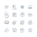 Remote employee line icons collection. Virtual, Telecommuting, Work-from-home, Digital, Geographically-independent