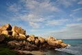 Idyllic beach with granitic rocks