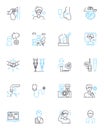 Remote healthcare linear icons set. Telehealth, Telemedicine, Virtual healthcare, E-health, Teleconsultation, Remote