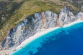 Remote and hidden Fteri beach in Kefalonia Island, Greece, Europe Royalty Free Stock Photo