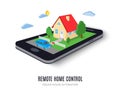 Remote home control concept icon. Vector illustration.