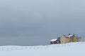 Remote house in coastal landscape Flakstad Flakstadoya Loftofen Norway Royalty Free Stock Photo