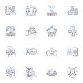 Remote interview line icons collection. Virtual, Online, Digital, Video, Telephonic, Remote, Distance vector and linear
