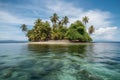 remote island with beach and palm trees, a perfect getaway for swimming and snorkeling