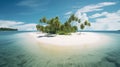 Green fringed sandy beaches on a remote island oasis.AI Generated