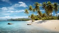 Remote island oasis with palm-fringed green beaches.AI Generated