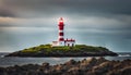 A remote island with a solitary lighthouse