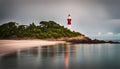 A remote island with a solitary lighthouse