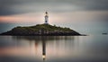 A remote island with a solitary lighthouse
