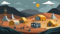 A remote isolated campsite where workers live while mining for uranium enduring harsh conditions for the sake of their