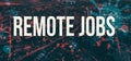 Remote Jobs theme with downtown Los Angeles at night Royalty Free Stock Photo