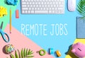 Remote Jobs theme with office supplies