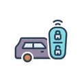 Color illustration icon for Remote Keyless System, remote and electronic Royalty Free Stock Photo