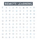 Remote learning vector line icons set. Remote, Learning, Online, Education, Teleclass, Videoconferencing, Webinar