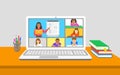 Remote learning virtual class kids teleconference Royalty Free Stock Photo