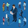 Remote management of business and people isometric vector concept
