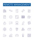 Remote management line icons signs set. Design collection of Remote, Management, Control, Access, Monitor