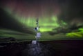 Remote meteo station with Northern Lights - Arctic, Spitsbergen Royalty Free Stock Photo