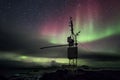 Remote meteo station with Northern Lights - Arctic, Spitsbergen Royalty Free Stock Photo