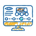 remote monitoring autonomous delivery icon doodle illustration
