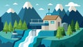 In a remote mountain village a smallscale hydropower plant utilizes heat recovery steam generators to harness the energy Royalty Free Stock Photo
