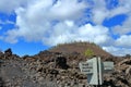 Newberry National Volcanic Monument, Oregon, Trail of the Molten Land Sign an Cinder Cone, Pacific Northwest, USA