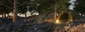 Remote camping in mountain forest 3d render