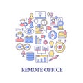 Remote office abstract color concept layout with headline