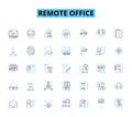 Remote office linear icons set. Telecommuting, Virtual, Remote, Digital, Online, Teleworking, Mobile line vector and