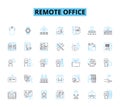 Remote office linear icons set. Telecommuting, Virtual, Remote, Digital, Online, Teleworking, Mobile line vector and