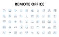 Remote office linear icons set. Telecommuting, Virtual, Remote, Digital, Online, Teleworking, Mobile vector symbols and