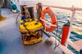 Remote operated vehicle mini ROV on deck of offshore vessel Royalty Free Stock Photo