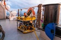 Remote operated vehicle mini ROV on deck of offshore vessel