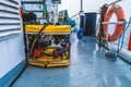 Remote operated vehicle mini ROV on deck of offshore vessel