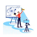 Remote physics class flat concept vector illustration Royalty Free Stock Photo