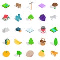 Remote place icons set, isometric style Royalty Free Stock Photo