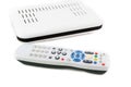 Remote and Receiver for Internet TV on white front view Royalty Free Stock Photo
