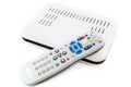 Remote and Receiver for Internet TV on white top view Royalty Free Stock Photo