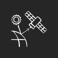 Remote sensing satellite chalk white icon on dark background Royalty Free Stock Photo