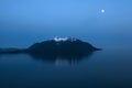 Remote Snow Capped Island, Moon Glow in Alaska Royalty Free Stock Photo